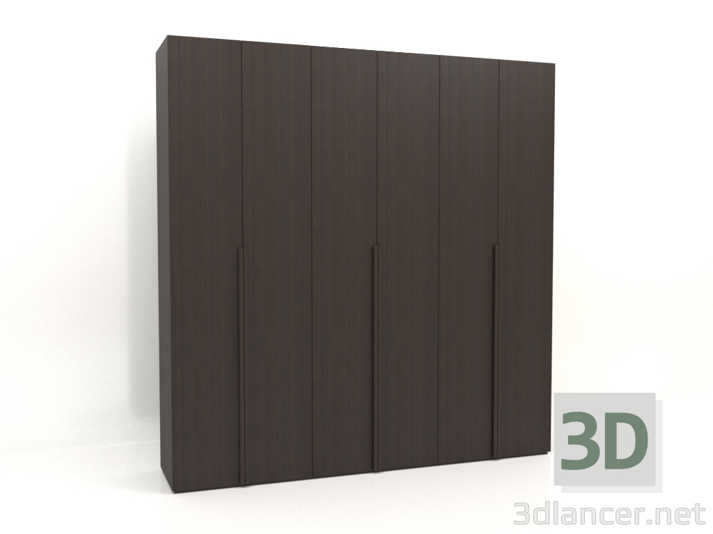 3d model Wardrobe MW 02 wood (2700x600x2800, wood brown dark) - preview