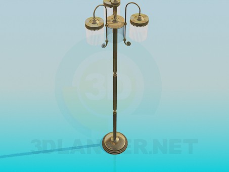 modello 3D Lampada da terra con tre lampade - anteprima