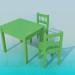 modèle 3D Table et chaises dans la salle de jeux - preview