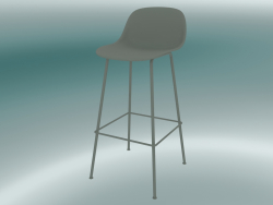 Bar chair with back and base made of Fiber tubes (H 75 cm, Gray)