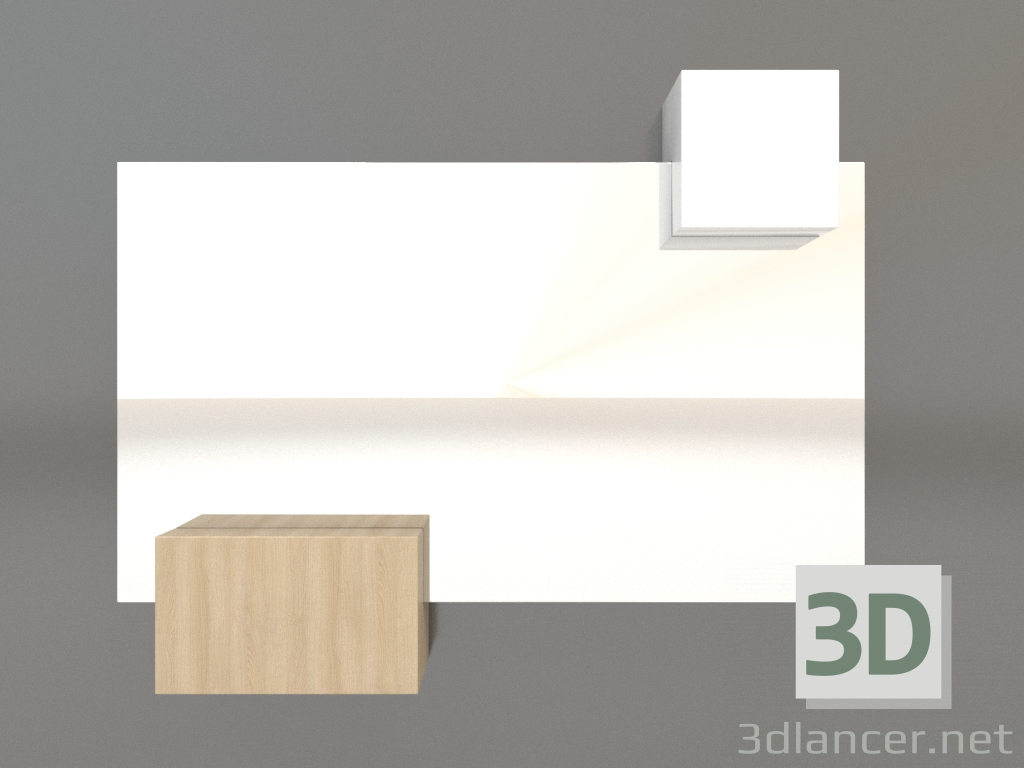 modello 3D Specchio ZL 07 (753х593, legno bianco, bianco) - anteprima