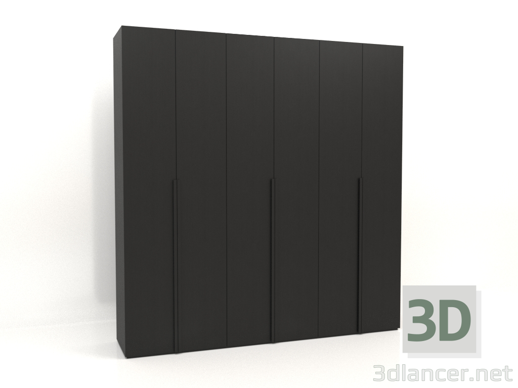 3d model Wardrobe MW 02 wood (2700x600x2800, wood black) - preview