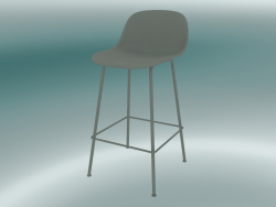 Chaise de bar avec dossier et base en tubes de fibre (H 65 cm, gris)