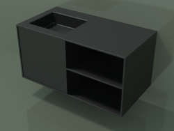 Washbasin with drawer and compartment (06UC534S2, Deep Nocturne C38, L 96, P 50, H 48 cm)