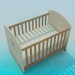 3d model Cot for baby - preview