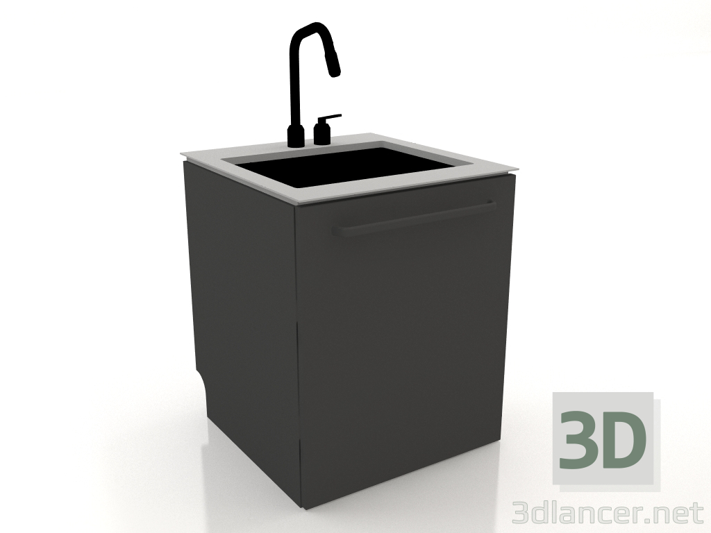 3D Modell Waschbecken 60 cm (schwarz) - Vorschau