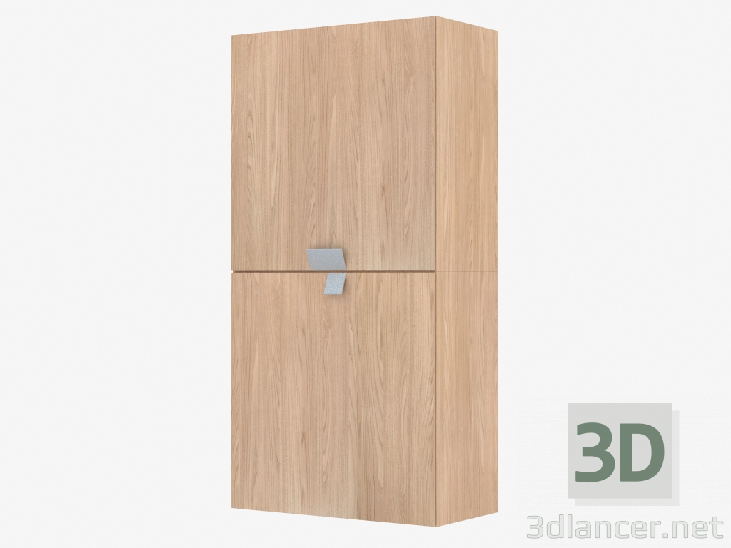 3d модель Елемент стінки з двох вертикальних полиць з дверцятами – превью