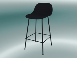 Bar chair with back and base made of Fiber tubes (H 65 cm, Black)