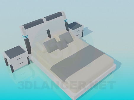 modelo 3D Cama con cabecera - escuchar modelo 3D Cama con cabecera - escuchar