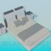 3d модель Кровать с прикроватными тумбочками – превью