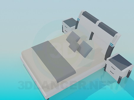 modelo 3D Cama con cabecera - escuchar modelo 3D Cama con cabecera - escuchar