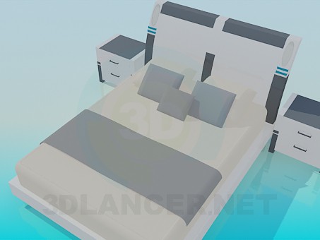 modelo 3D Cama con cabecera - escuchar modelo 3D Cama con cabecera - escuchar