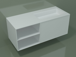 Washbasin with drawer and compartment (06UC734D2, Glacier White C01, L 120, P 50, H 48 cm)