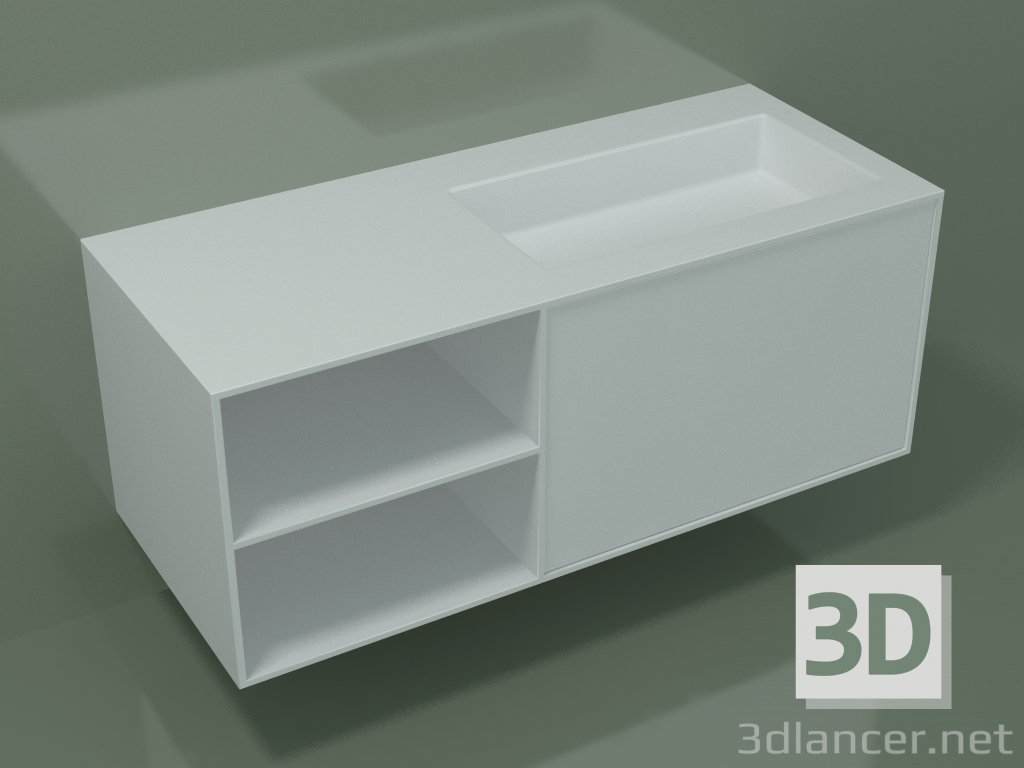 modello 3D Lavabo con cassetto e vano (06UC734D2, Glacier White C01, L 120, P 50, H 48 cm) - anteprima
