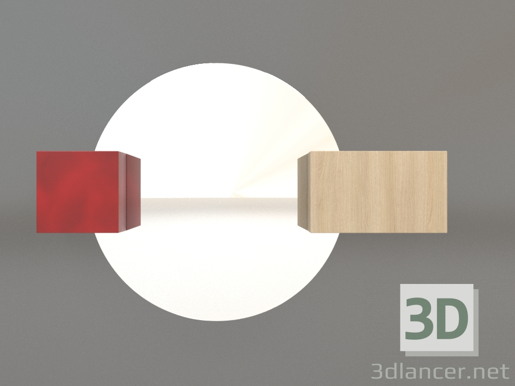 3 डी मॉडल मिरर ZL 07 (750х500, लकड़ी सफेद, लाल) - पूर्वावलोकन