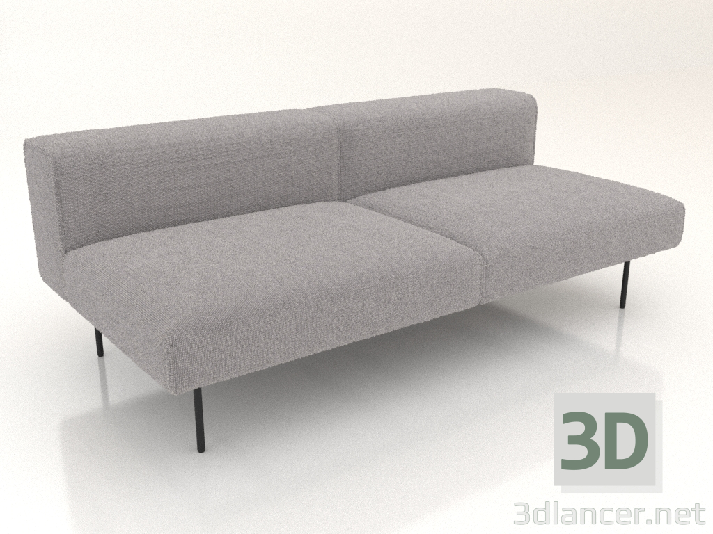 3d model 3-seater sofa module with back - preview