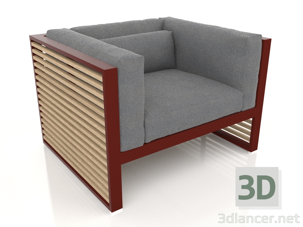 3 डी मॉडल लाउंज कुर्सी (वाइन रेड) - पूर्वावलोकन