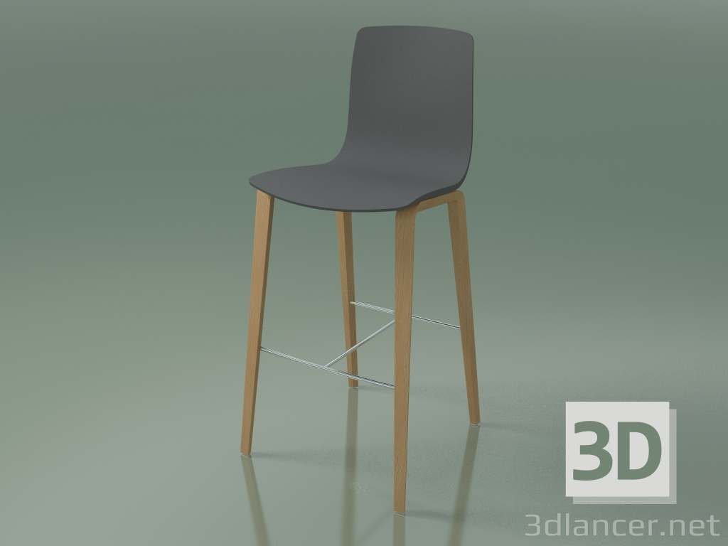 modello 3D Sgabello da bar 3997 (4 gambe in legno, polipropilene, rovere) - anteprima