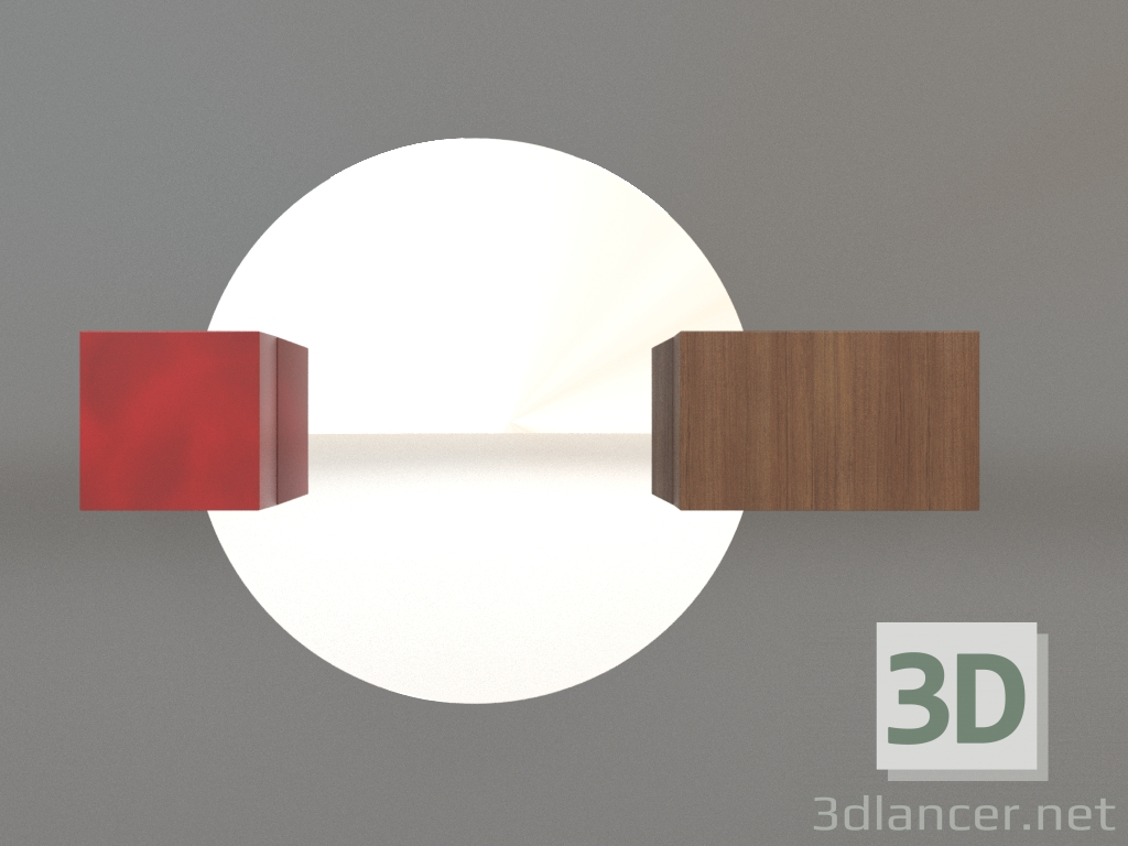 modello 3D Specchio ZL 07 (750х500, legno marrone chiaro, rosso) - anteprima