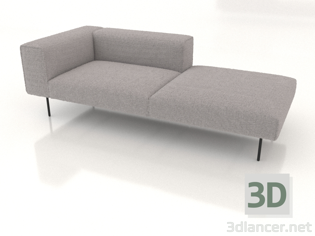 3d model Módulo sofá de 3 plazas con medio respaldo y reposabrazos a la izquierda - vista previa