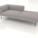 Modelo 3d Módulo de sofá de 3 lugares com meio encosto e apoio de braço à esquerda - preview