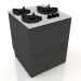 3d model Gas stove 60 cm (black) - preview