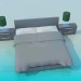 modèle 3D lit double avec placards - preview