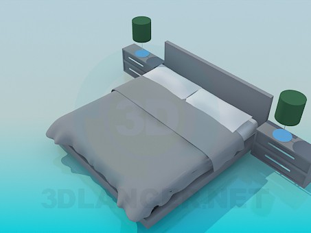 modelo 3D cama de matrimonio con armarios - escuchar modelo 3D cama de matrimonio con armarios - escuchar