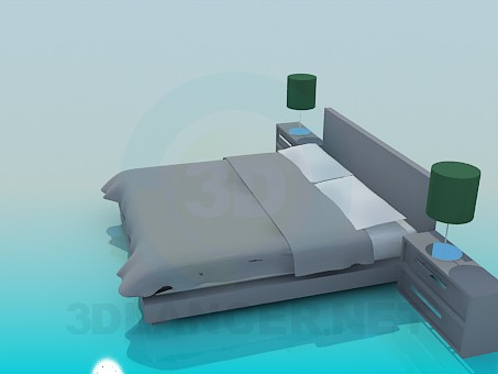 modelo 3D cama de matrimonio con armarios - escuchar modelo 3D cama de matrimonio con armarios - escuchar