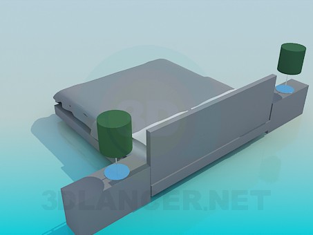 modelo 3D cama de matrimonio con armarios - escuchar modelo 3D cama de matrimonio con armarios - escuchar