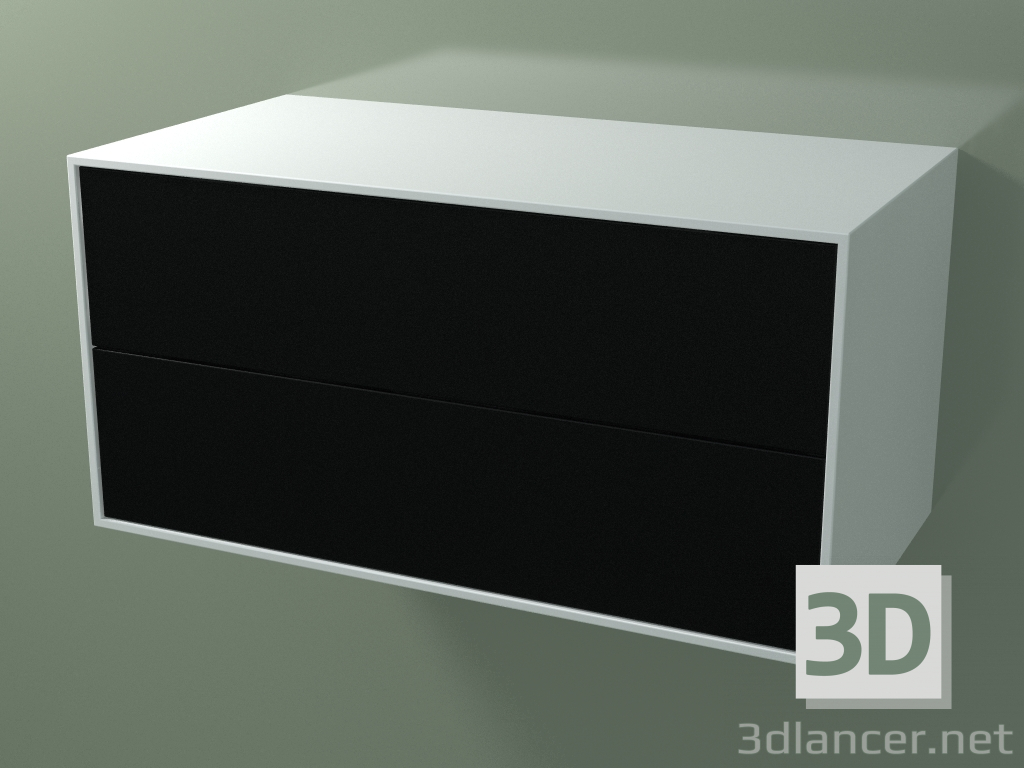 3D Modell Doppelschublade (8AUDCB01, Gletscherweiß C01, HPL P06, L 96, P 50, H 48 cm) - Vorschau