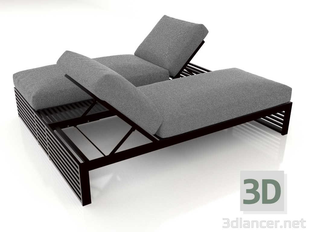 3D modeli Dinlenme için çift kişilik yatak (Siyah) - önizleme