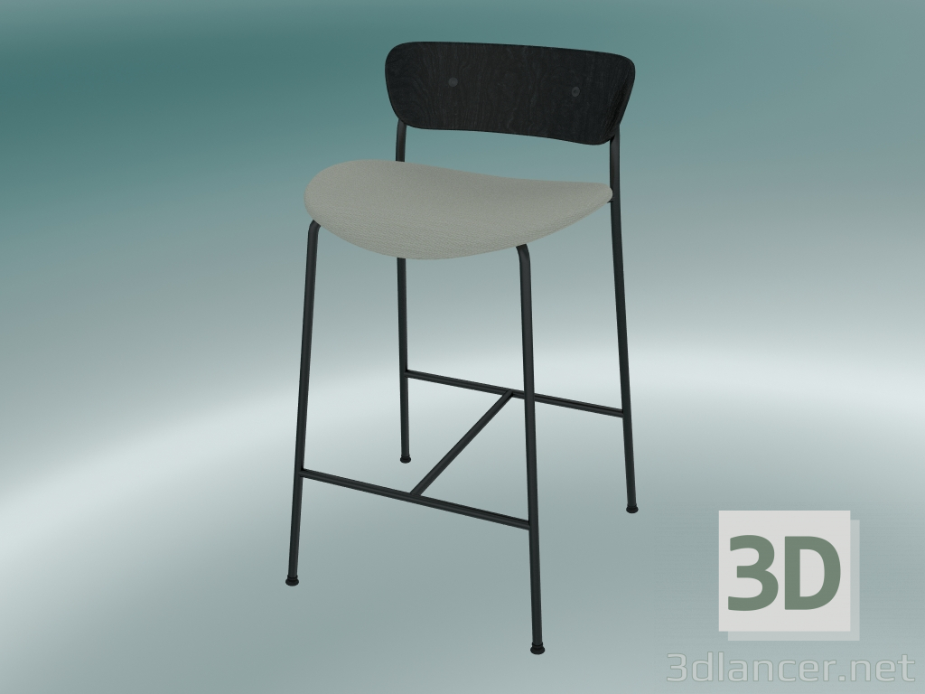 modèle 3D Tabouret de bar Pavilion (AV8, H 85cm, 48x50cm, Chêne teinté noir, Balder 612) - preview