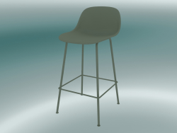 Cadeira alta com encosto e base em tubos de fibra (H 65 cm, verde empoeirado)