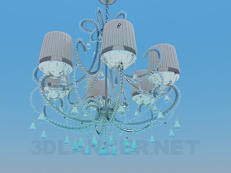 3d модель Гламурная люстра с гофрированными абажурами – превью 3d модель Гламурная люстра с гофрированными абажурами – превью
