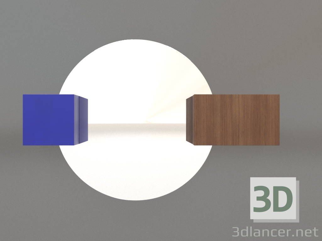 modello 3D Specchio ZL 07 (750x500, legno marrone chiaro, blu) - anteprima