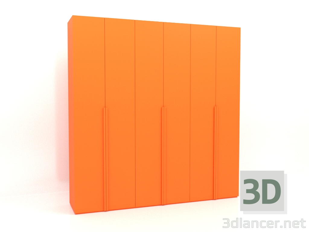 3d model Wardrobe MW 02 paint (2700x600x2800, luminous bright orange) - preview