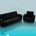 Modelo 3d Conjunto de poltrona e sofá - preview