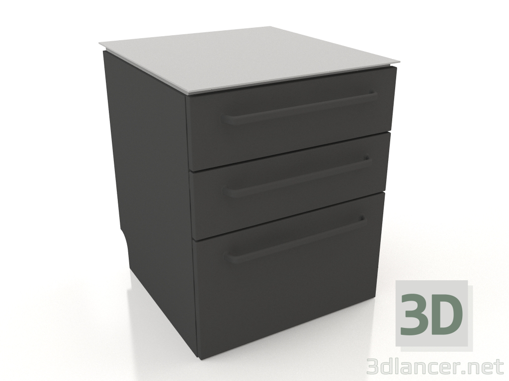 3D modeli 60 cm çatal bıçak takımı için üç çekmeceli dolap (siyah) - önizleme