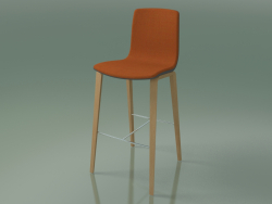 Bar stool 3998 (4 wooden legs, polypropylene, with front trim, oak)