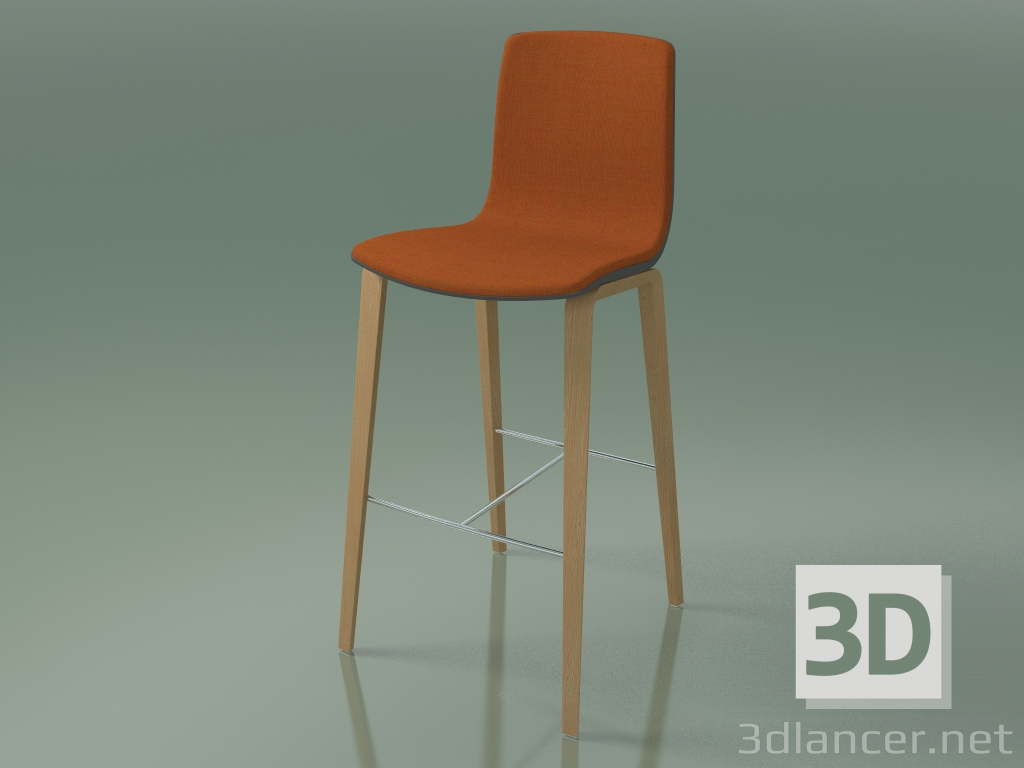 modello 3D Sgabello da bar 3998 (4 gambe in legno, polipropilene, con rivestimento frontale, rovere) - anteprima