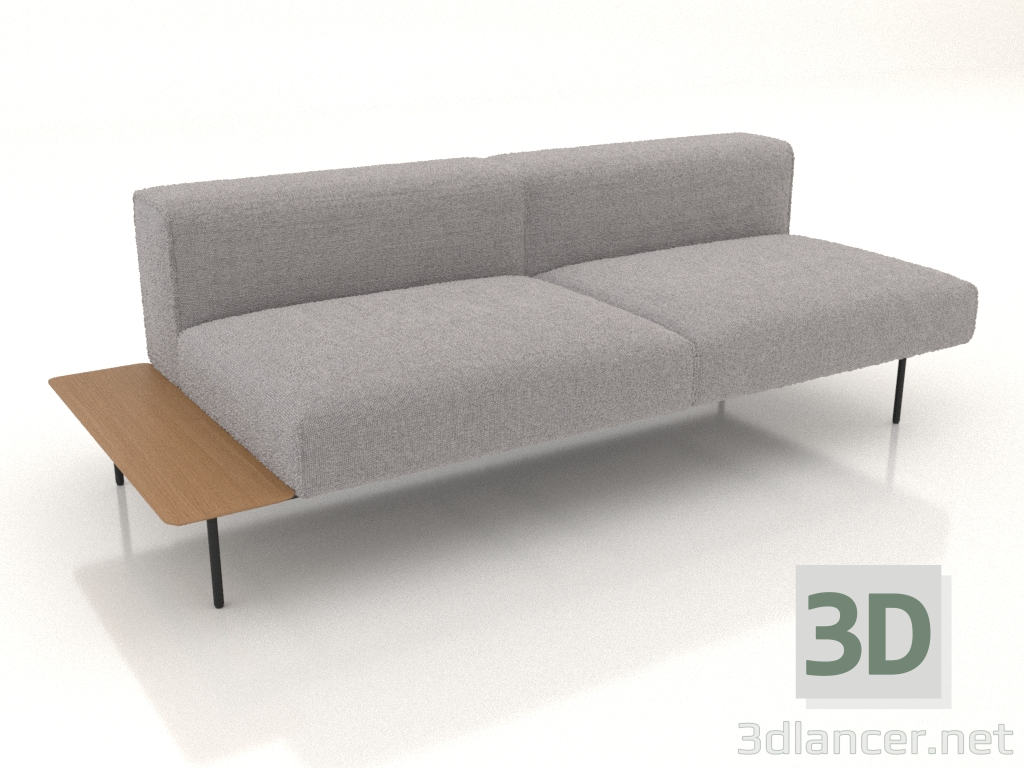 modello 3D Modulo divano 3 posti con schienale, ripiano a sinistra - anteprima