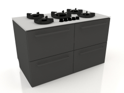 Large gas stove with drawers 120 cm (black)