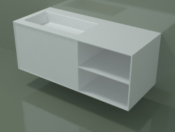 Washbasin with drawer and compartment (06UC734S2, Glacier White C01, L 120, P 50, H 48 cm)