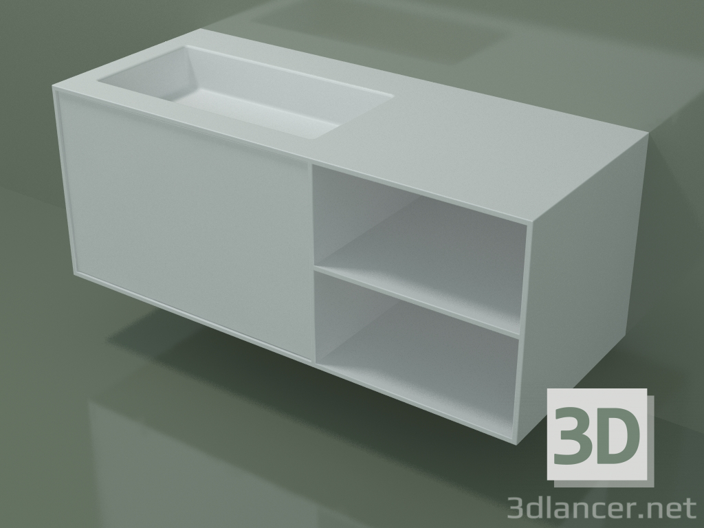 modello 3D Lavabo con cassetto e vano (06UC734S2, Glacier White C01, L 120, P 50, H 48 cm) - anteprima