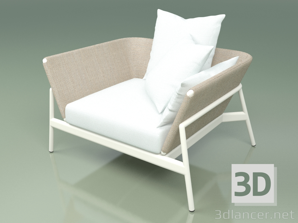 modèle 3D Canapé 001 (Métal Lait, Batyline Sable) - preview
