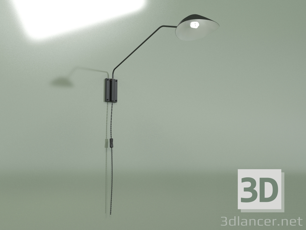 modello 3D Lampada da parete Collet lunghezza asta 92 (nero) - anteprima