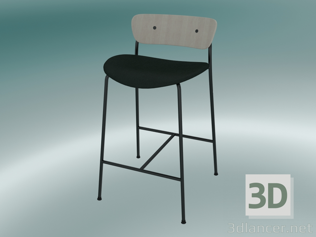 3d model Bar stool Pavilion (AV8, H 85cm, 48х50cm, Lacquered oak, Velvet 1 Forest) - preview