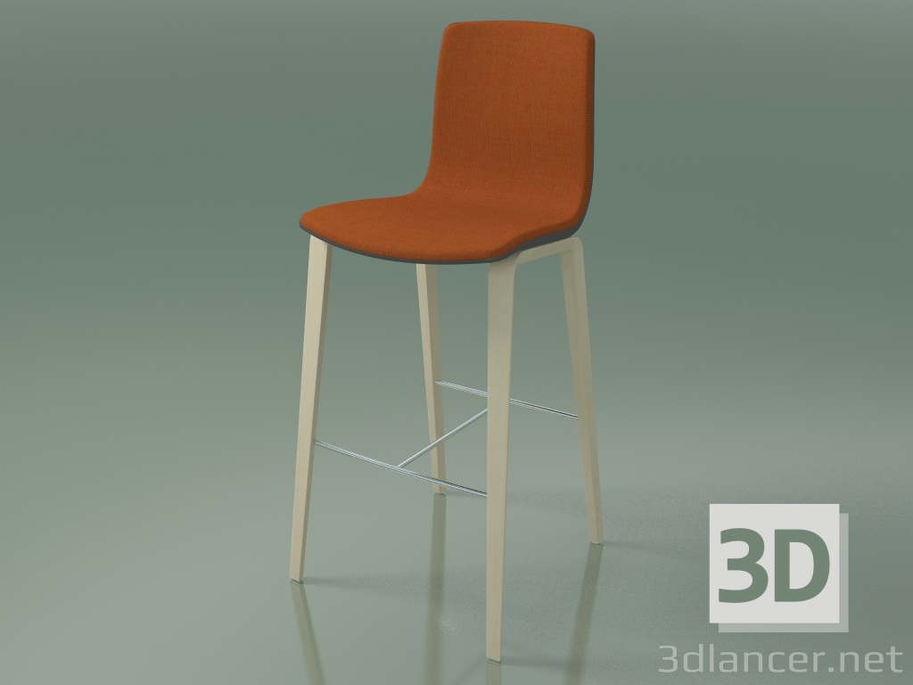 3D modeli Bar taburesi 3998 (4 ahşap ayak, polipropilen, ön süslemeli, beyaz huş ağacı) - önizleme