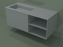 Lavatório com gaveta e compartimento (06UC734S2, cinza prateado C35, L 120, P 50, H 48 cm)